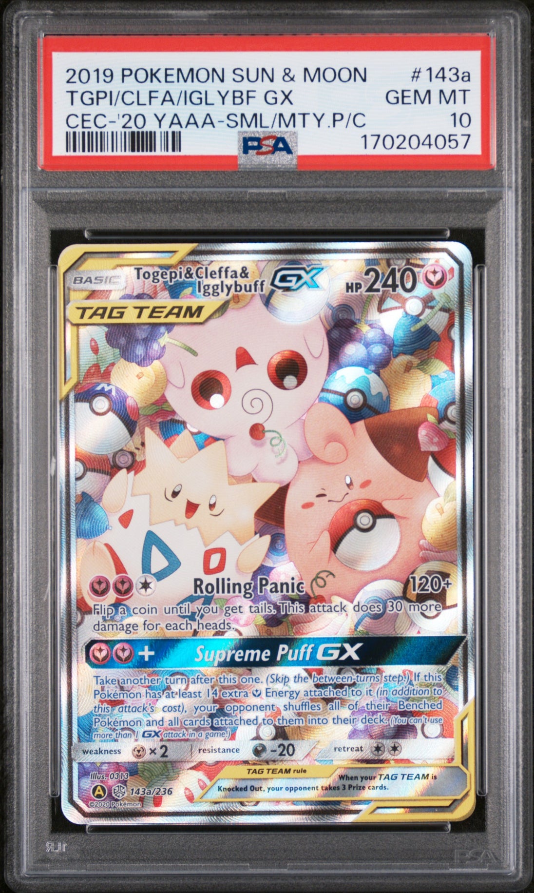 Togepi & Cleffa & Igglybuff Gx 143A/236 Alternate Art Pokemon PSA 10 Gem Mint
