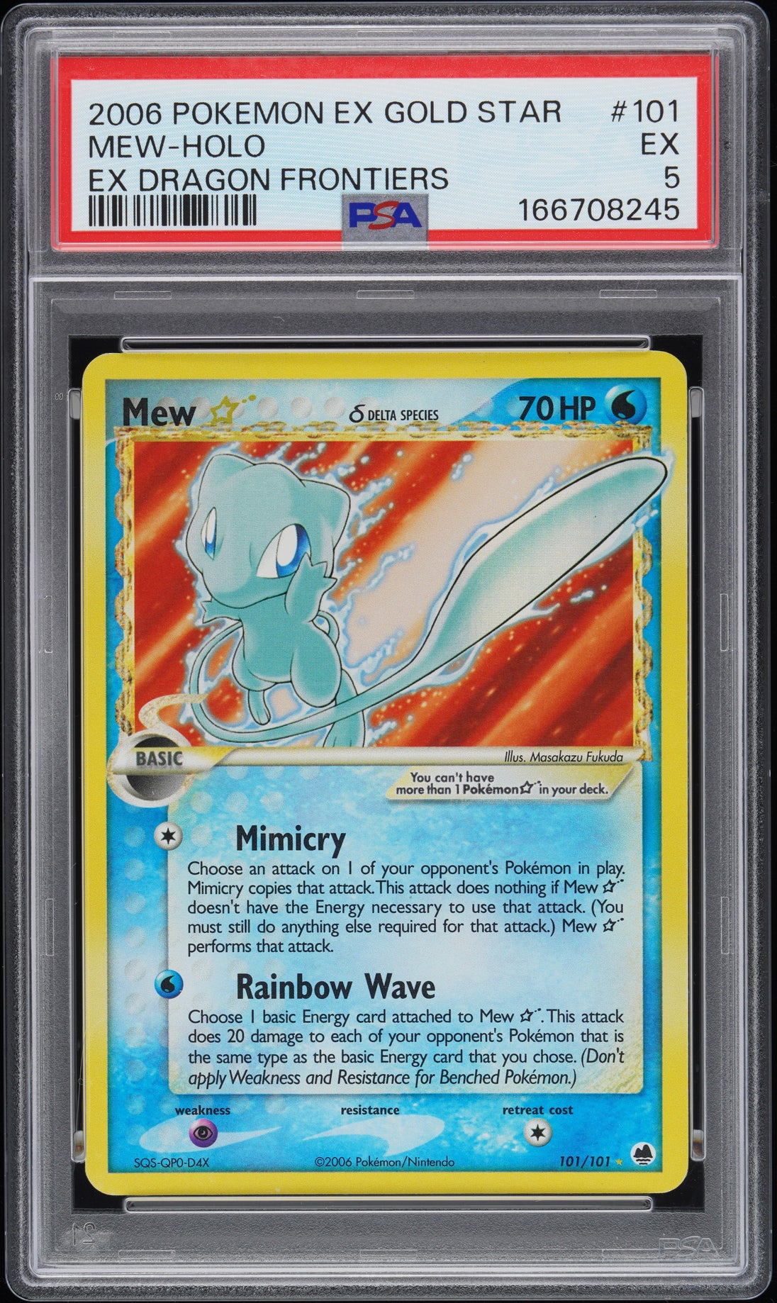 Mew Holo 101/101 Gold Star Dragon Frontiers Pokemon PSA 5 EX
