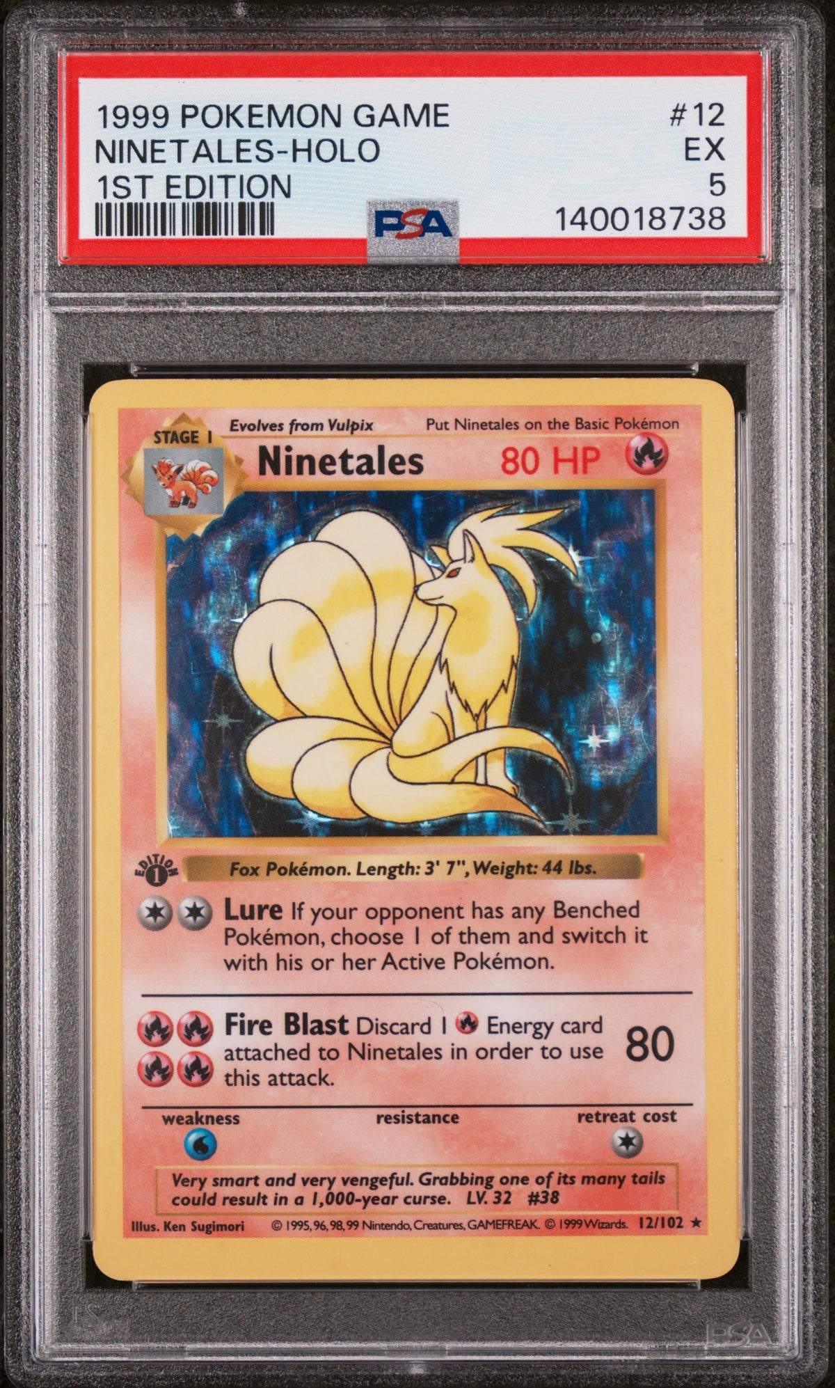 Ninetales Holo 12/102 1st Edition Game Pokemon PSA 5 EX