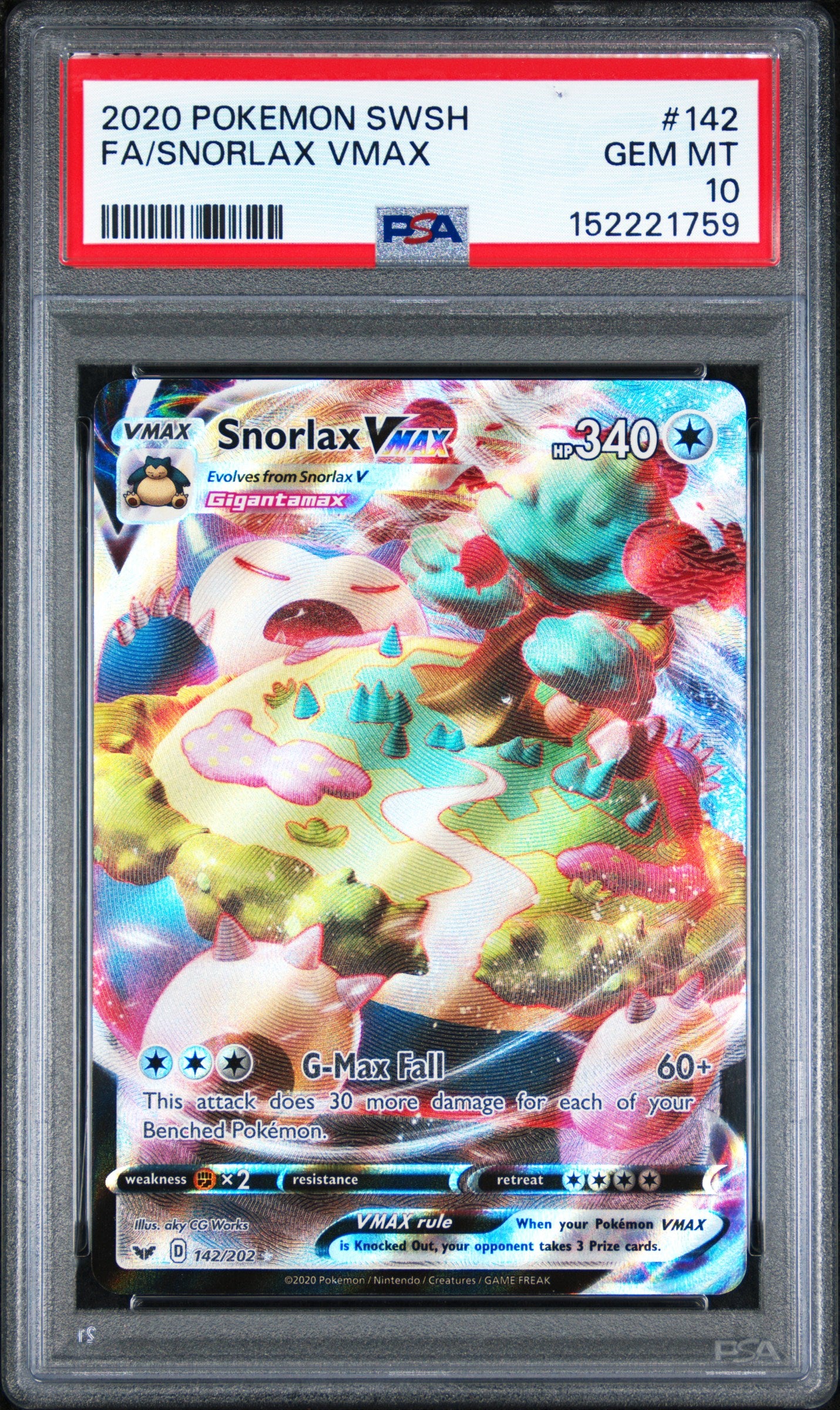 Snorlax Vmax 142 Pokemon PSA 10