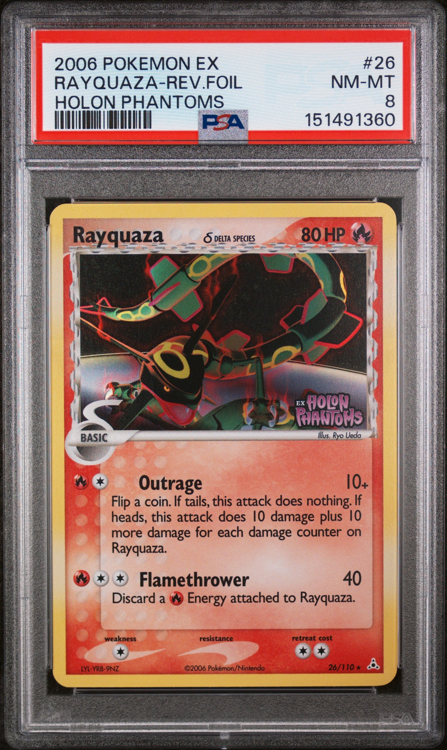 Rayquaza Reverse Holo 26/110 Holon Phantoms Pokemon PSA 8