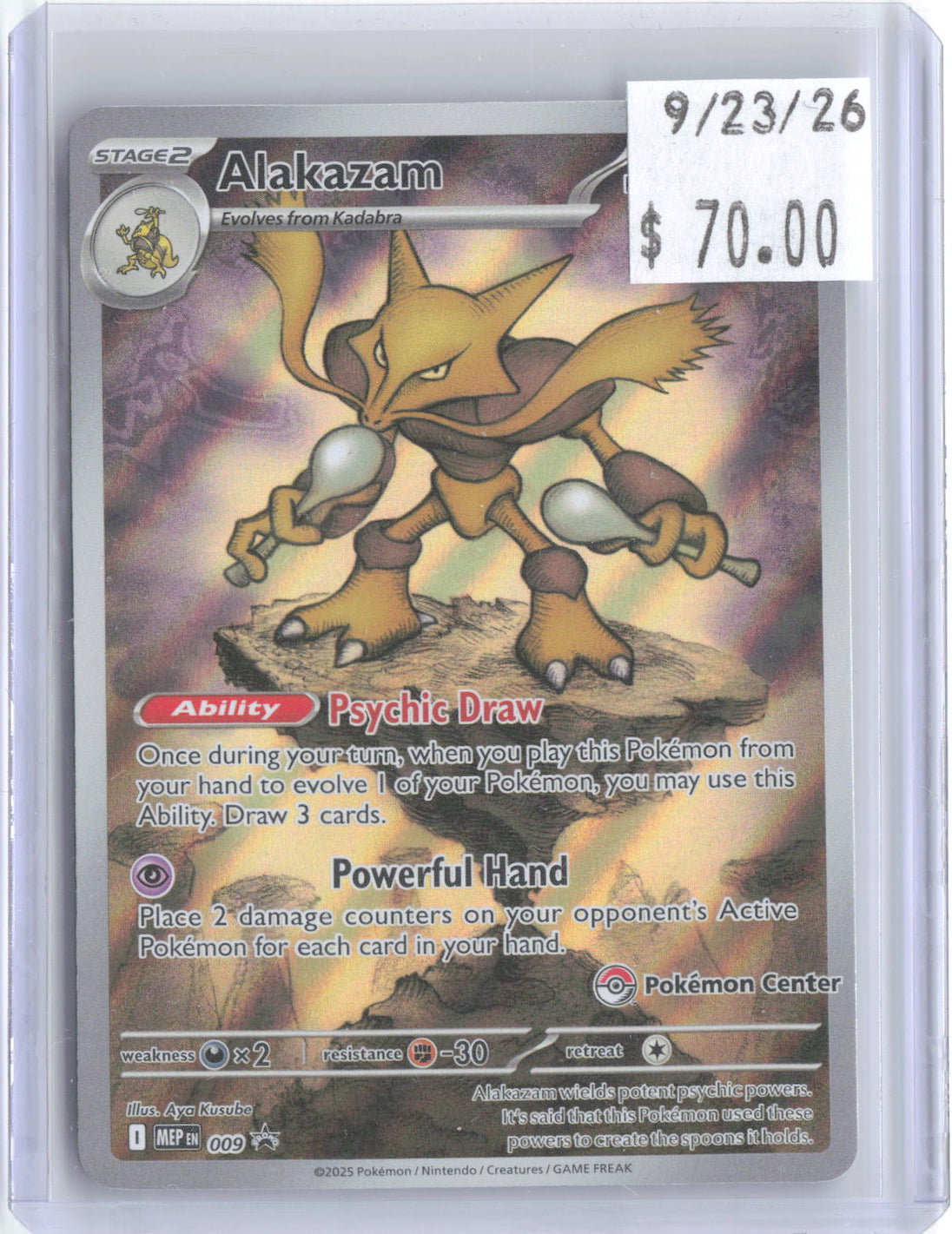 Alakazam (Pokemon Center Exclusive) 009 Holo ME: Mega Evolution Promo Pokemon NM