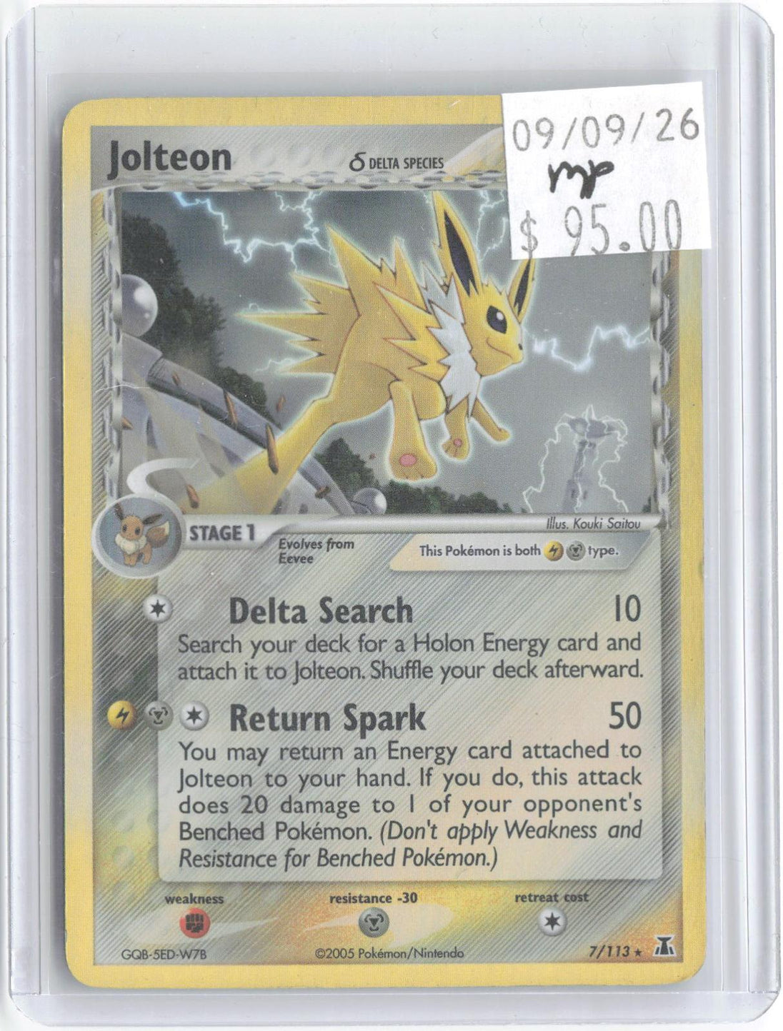 Jolteon 7/113 Holo Rare Delta Species Pokemon Moderately Played