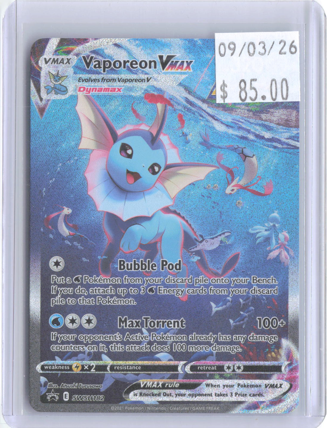Vaporeon VMAX SWSH182 Holo Promo Sword & Shield Promo Pokemon Near Mint