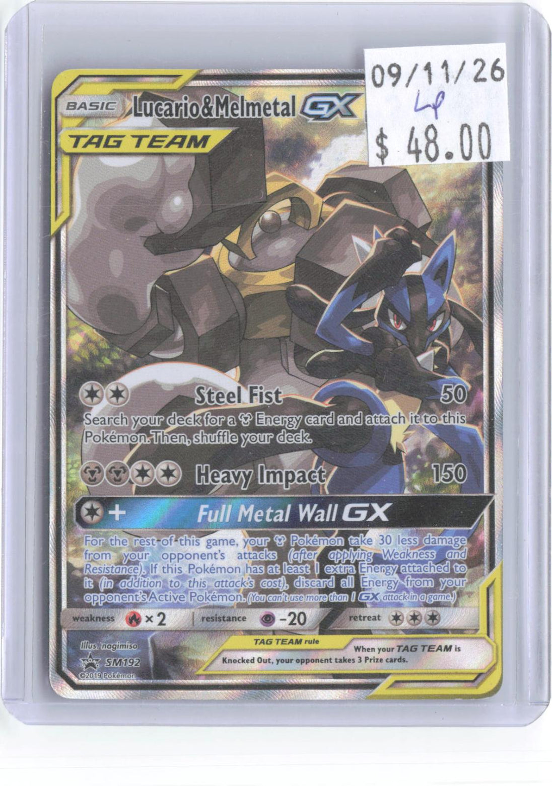 Lucario & Melmetal GX - SM192 Holo Promo Sun & Moon Promo Pokemon Lightly Played