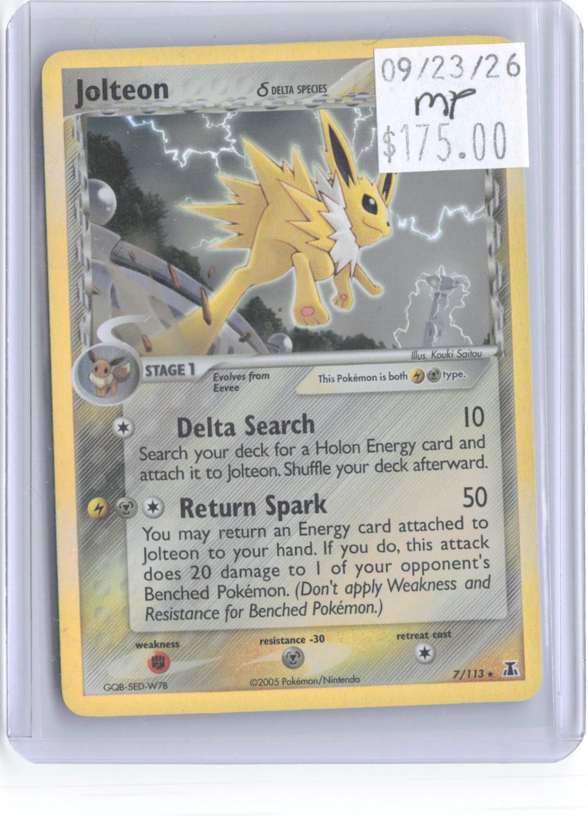 Jolteon 7/113 Holo Rare Delta Species Pokemon Moderately Played