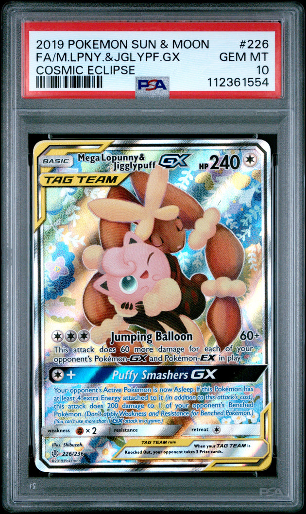 Mega Lopunny & Jigglypuff Gx 226/236 Cosmic Eclipse Pokemon PSA 10