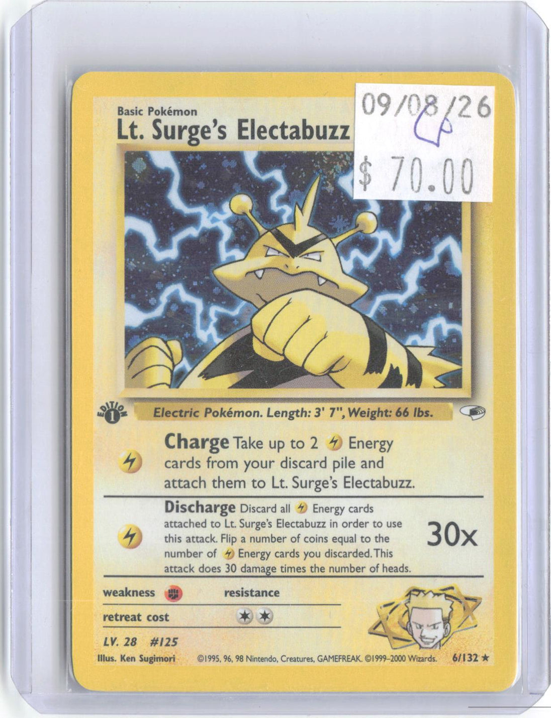 Lt. Surge's Electabuzz 6/132 Rare Gym Heroes Pokemon 1st Edition Holo LP