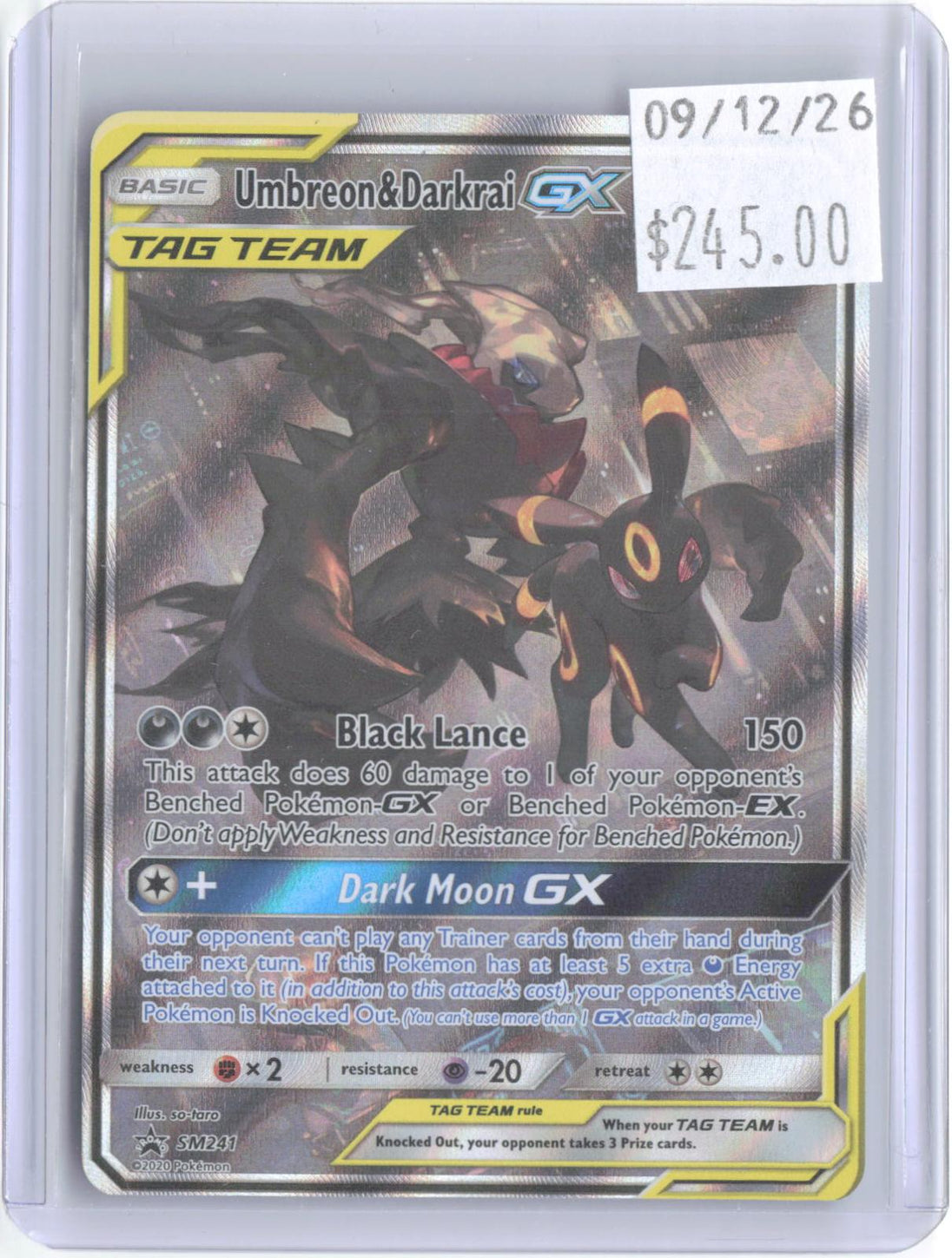 Umbreon & Darkrai GX - SM241 Holo Promo Sun & Moon Promo Pokemon Near Mint