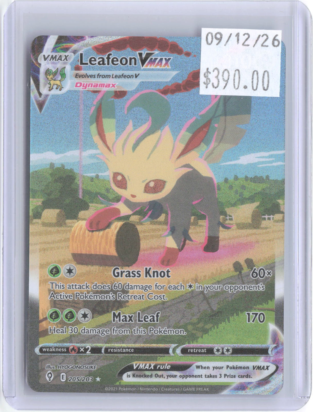 Leafeon VMAX 205/203 Rainbow Rare Evolving Skies Pokemon Holo Near Mint