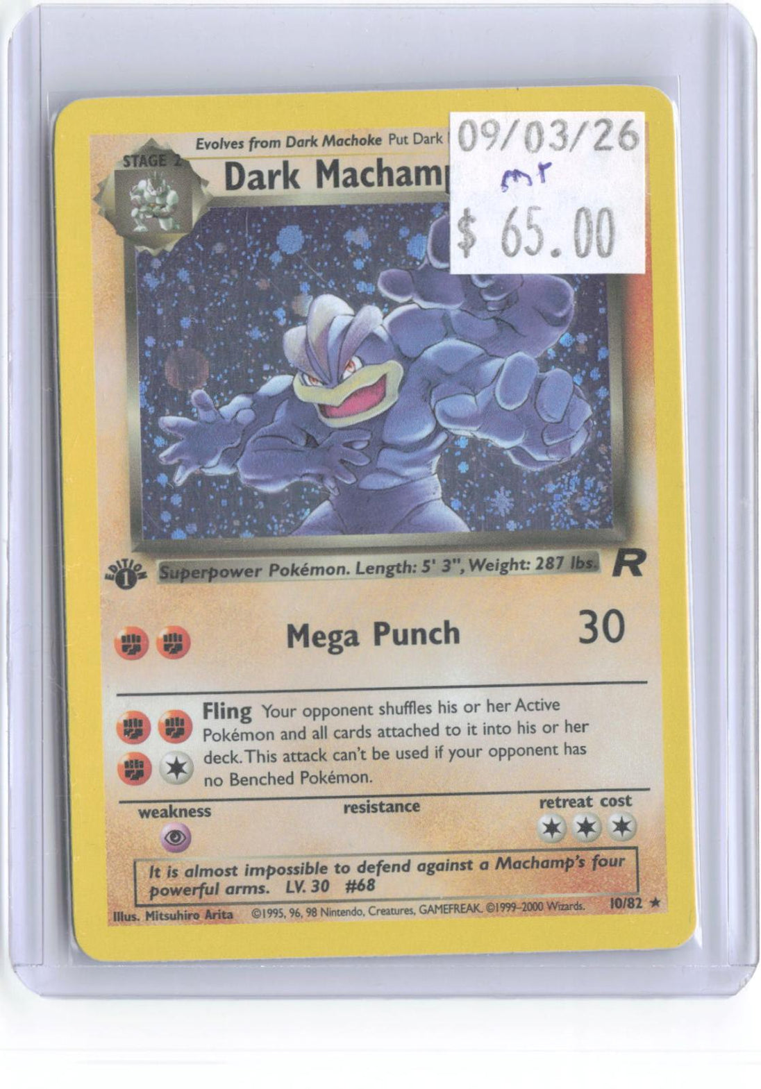 Dark Machamp 10/82 Rare Team Rocket Pokemon 1st Edition Holo Moderately Played