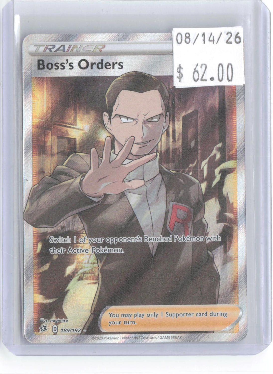 Boss's Orders 189/192 Ultra Rare Rebel Clash Pokemon Holo Near Mint
