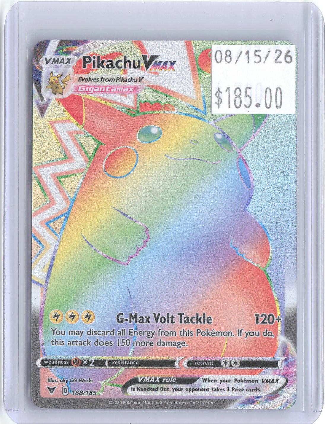 Pikachu VMAX 188/185 Rainbow Rare Vivid Voltage Pokemon Holo Near Mint