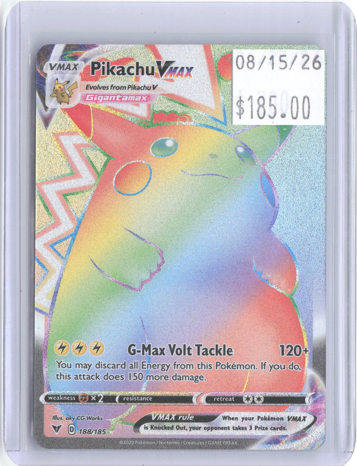 Pikachu VMAX 188/185 Rainbow Rare Vivid Voltage Pokemon Holo Near Mint