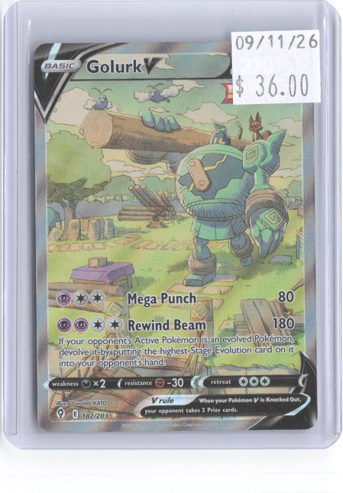 Golurk V 182/203 Ultra Rare Evolving Skies Pokemon Holo Near Mint