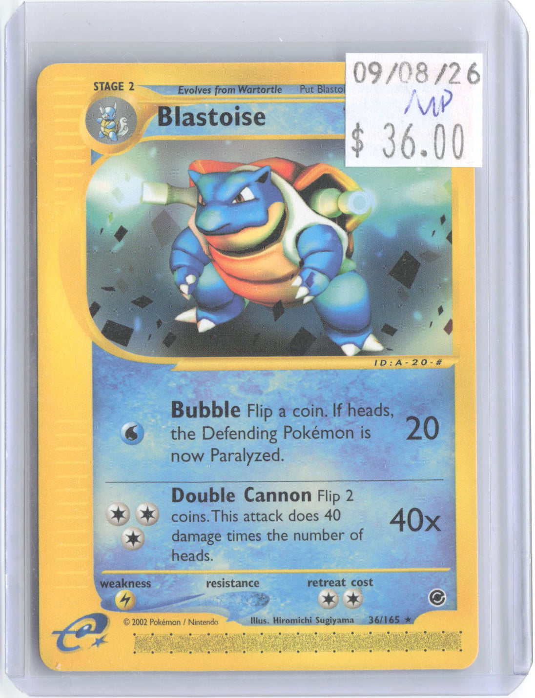 Blastoise 36/165 Rare Expedition Base Set Pokemon Moderately Played