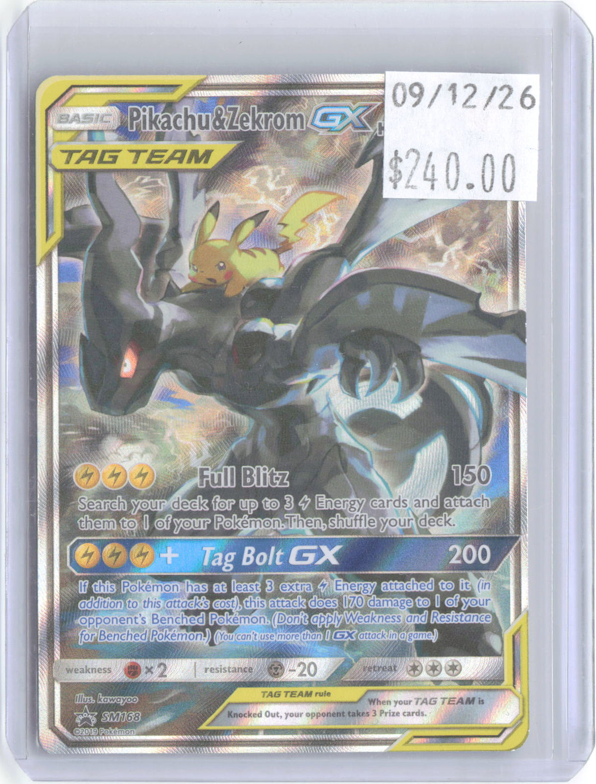 Pikachu & Zekrom GX SM168 Holo Promo Sun & Moon Promo Pokemon Near Mint