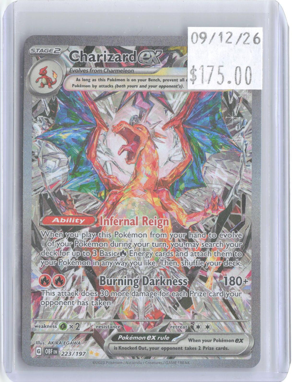 Charizard ex 223/197 Special Illustration Rare Obsidian Flames Pokemon Holo NM