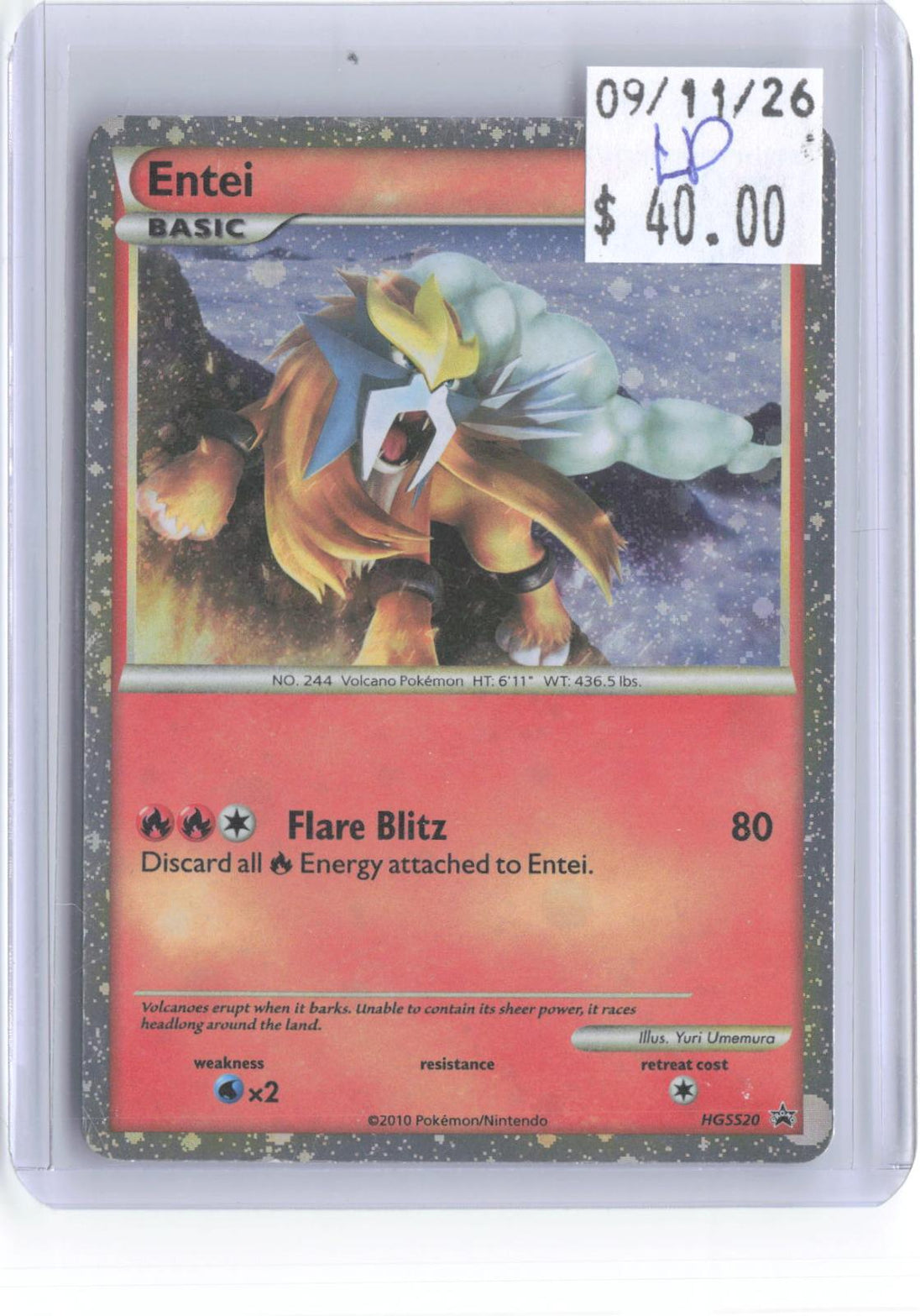 Entei HGSS20 Promo HGSS Black Star Promos Pokemon Lightly Played