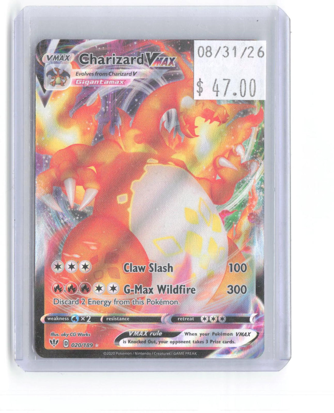 Charizard VMAX 020/189 Holo Ultra Rare Darkness Ablaze Pokemon Near Mint