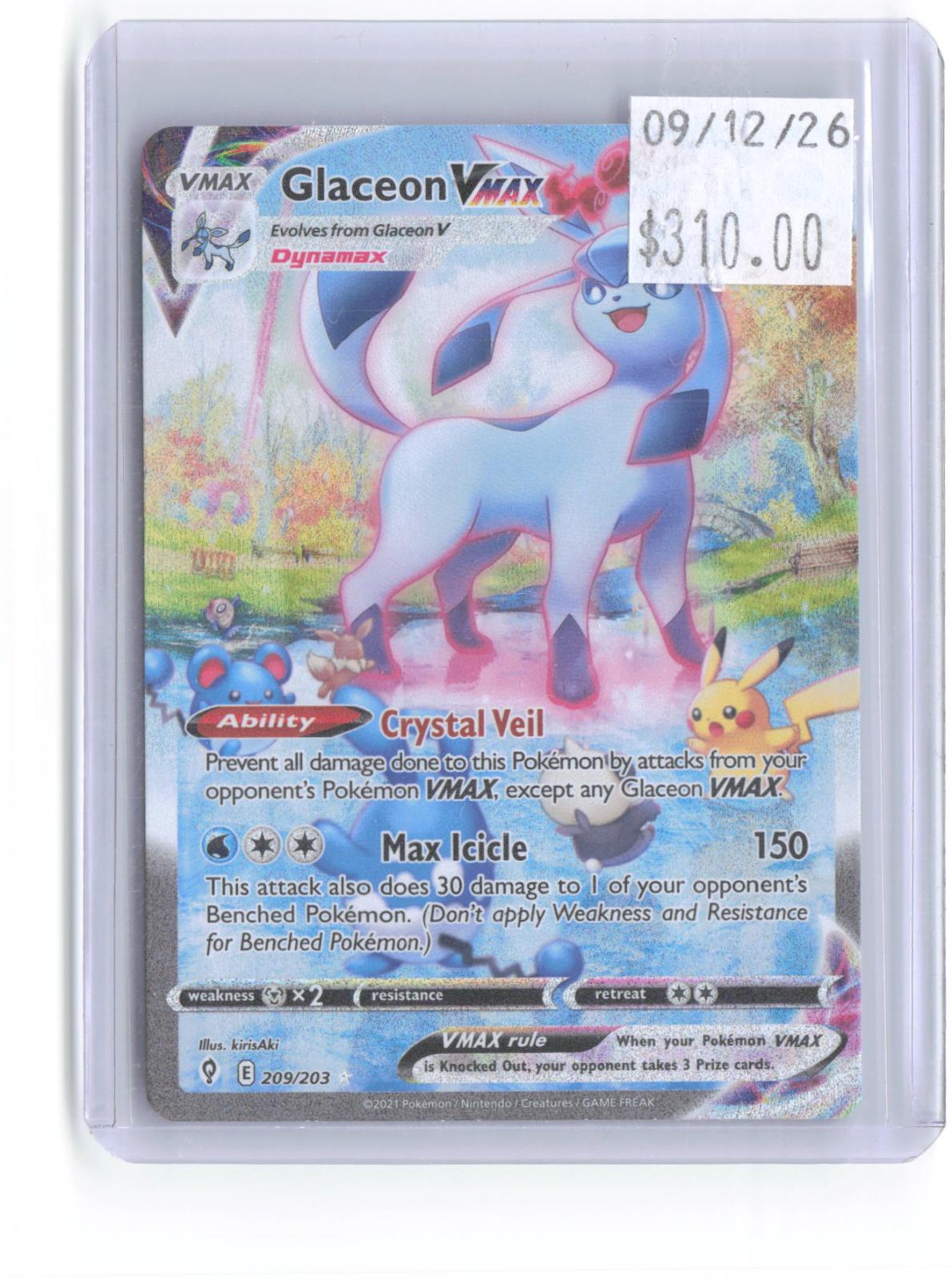 Glaceon VMAX 209/203 Alternate Art Evolving Skies Pokemon Holo Near Mint
