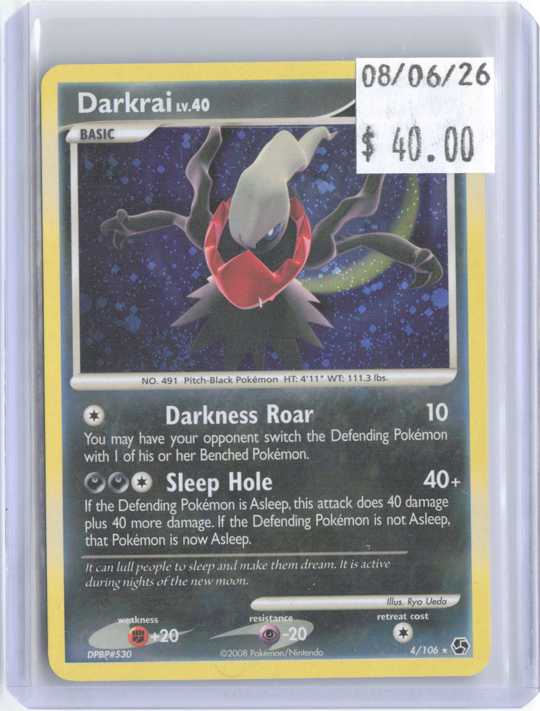 Darkrai 4/106 Holo Rare Great Encounters Pokemon Near Mint