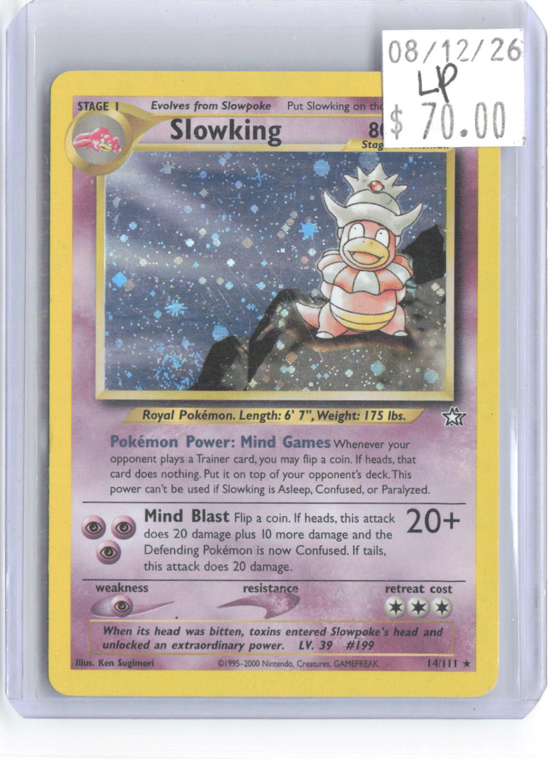 Slowking 14/111 Rare Neo Genesis Pokemon Unlimited Holo Lightly Played