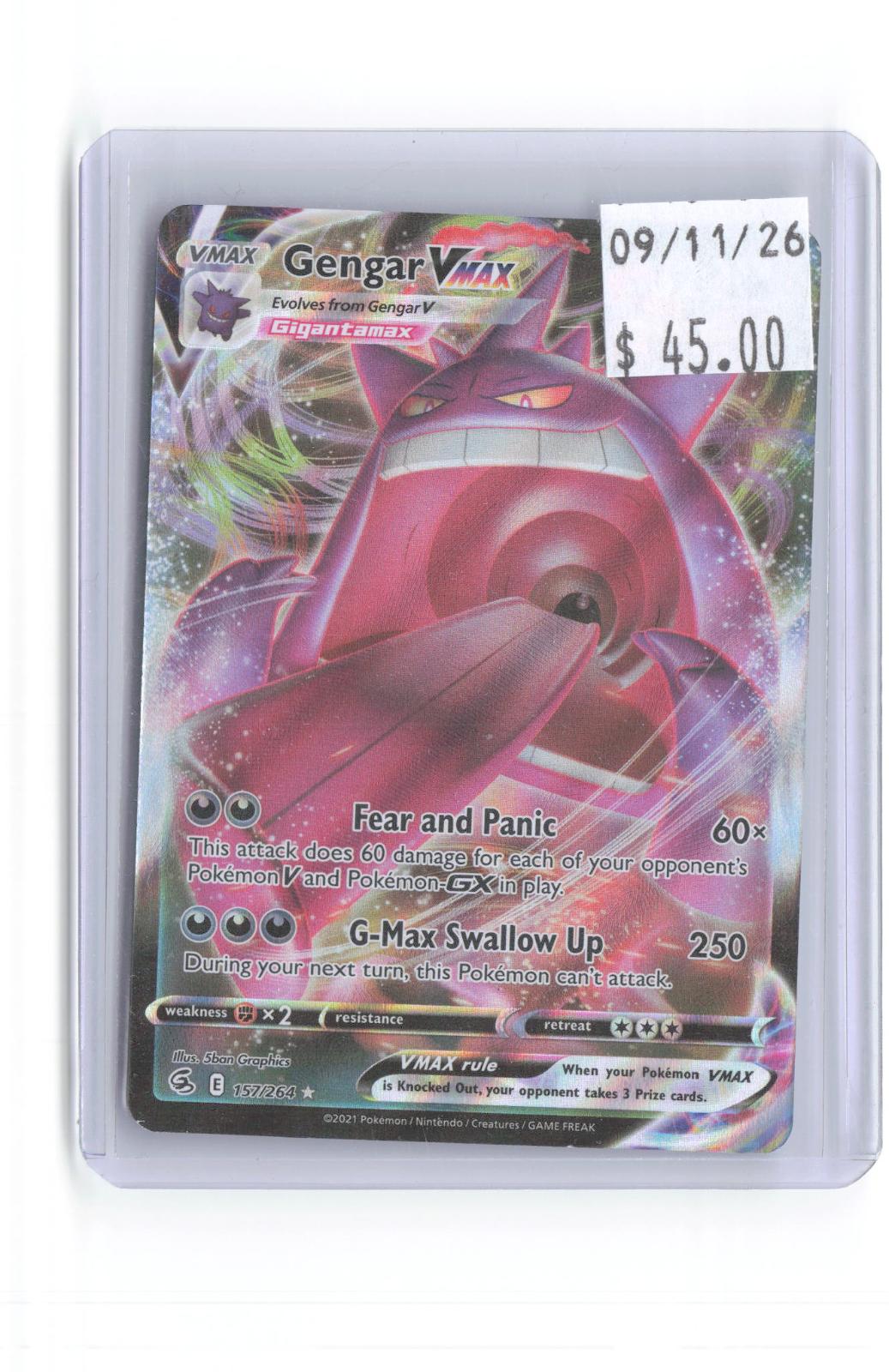 Gengar VMAX 157/264 Holo Ultra Rare Fusion Strike Pokemon Near Mint