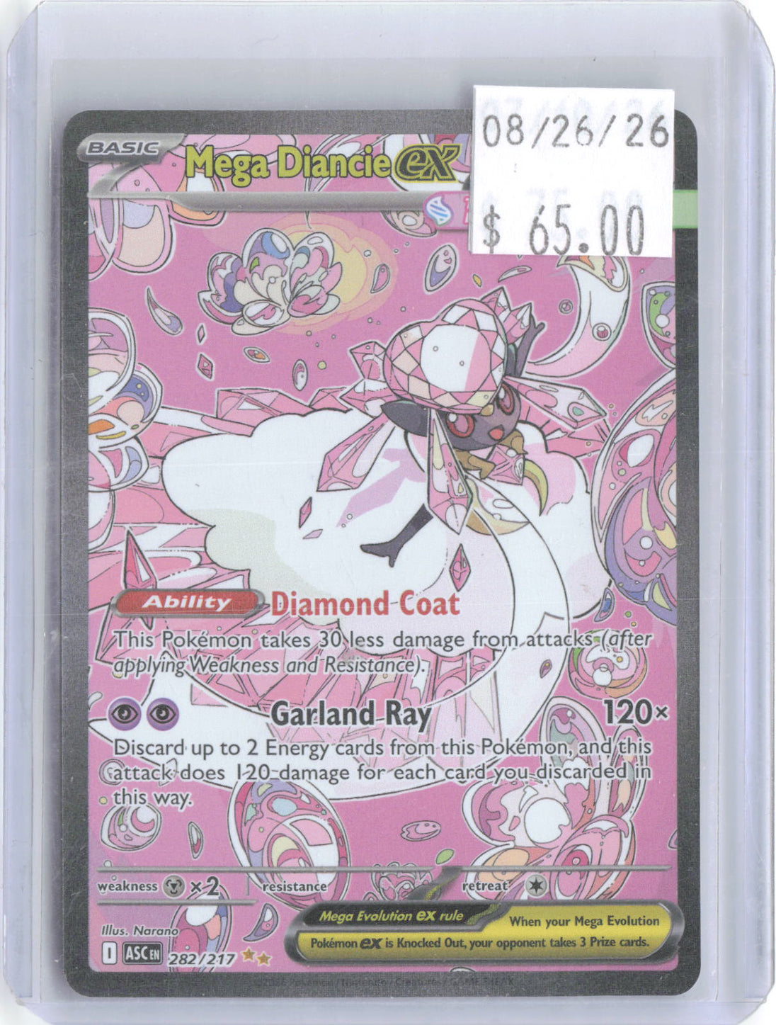 Mega Diancie ex 282/217 Ascended Heroes Pokemon Holo NM
