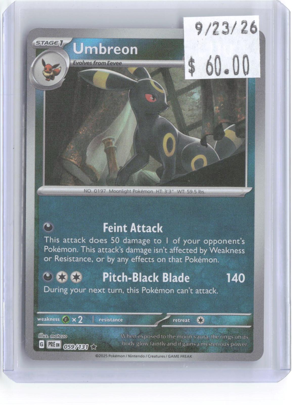 Umbreon (Master Ball Pattern) 059/131 Rare Prismatic Evolutions Pokemon Holo NM