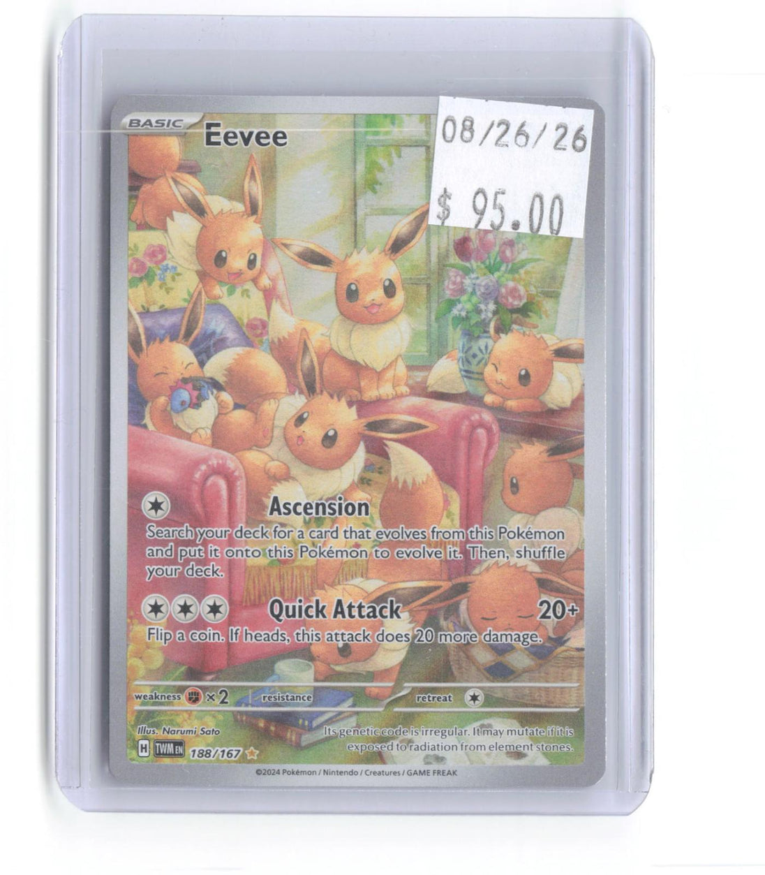 Eevee 188/167 Illustration Rare Twilight Masquerade Pokemon Holo Near Mint