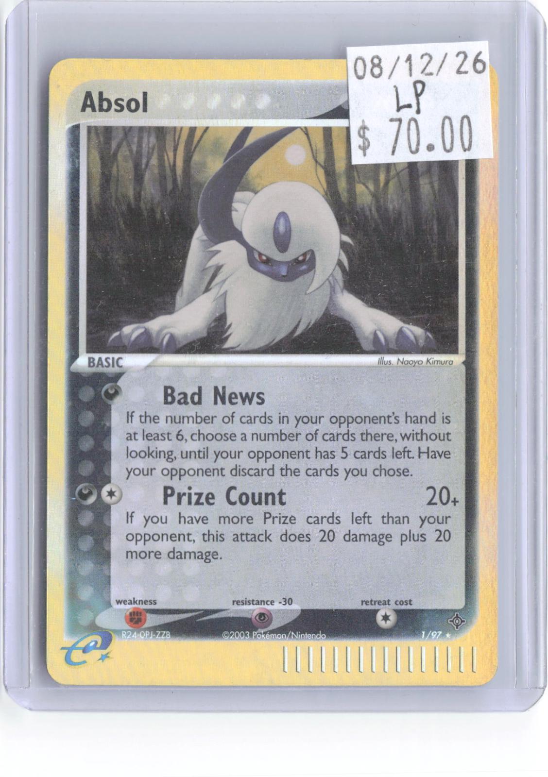 Absol 1/97 Rare Dragon Pokemon Reverse Holo Lightly Played