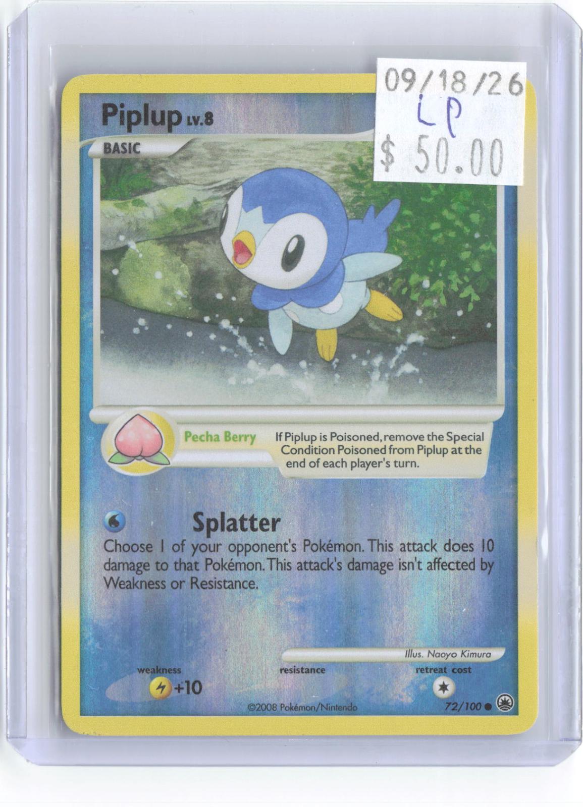 Piplup 72/100 Common Majestic Dawn Pokemon Reverse Holo Lightly Played