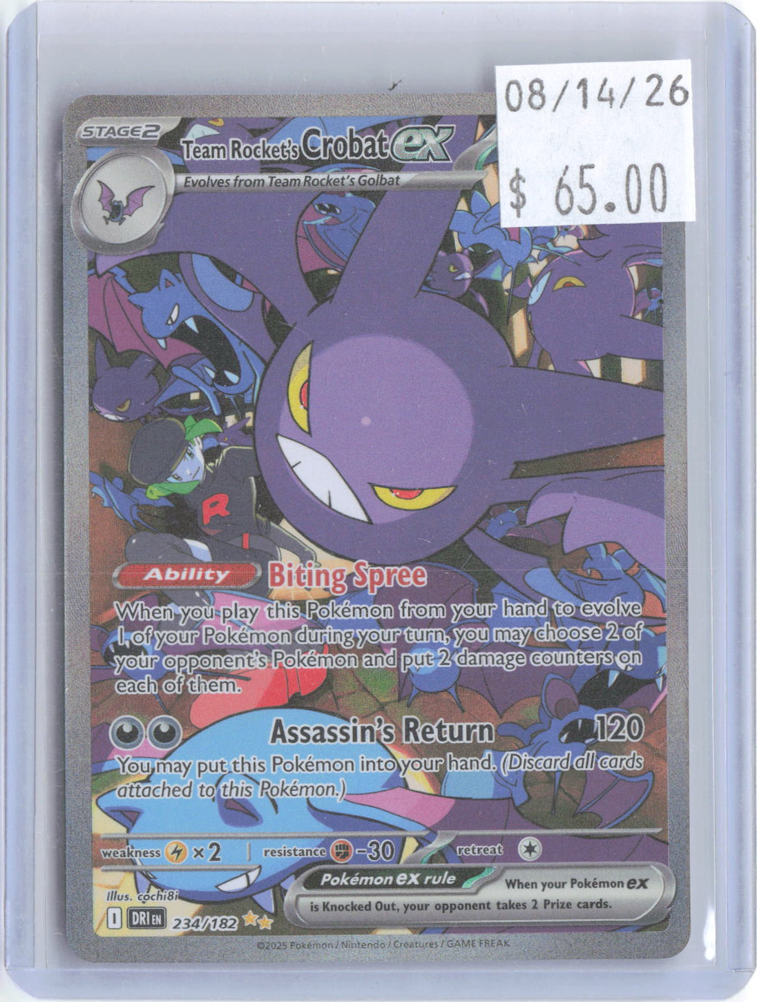 Team Rocket's Crobat ex 234/182 Destined Rivals Pokemon Holo NM