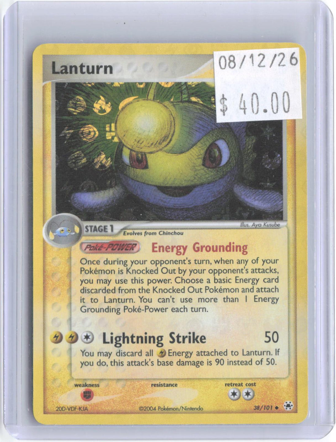 Lanturn 38/101 Uncommon Hidden Legends Pokemon Reverse Holo Near Mint