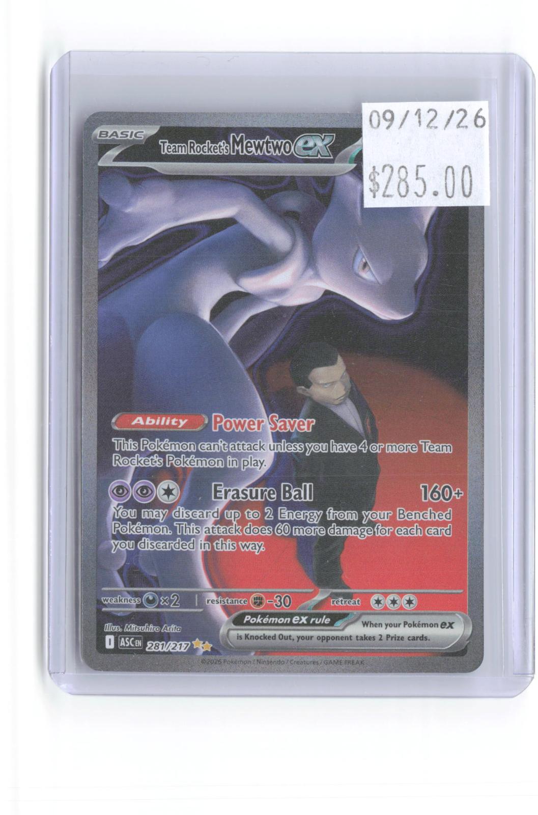Team Rocket's Mewtwo ex 281/217 Ascended Heroes Pokemon Holo NM
