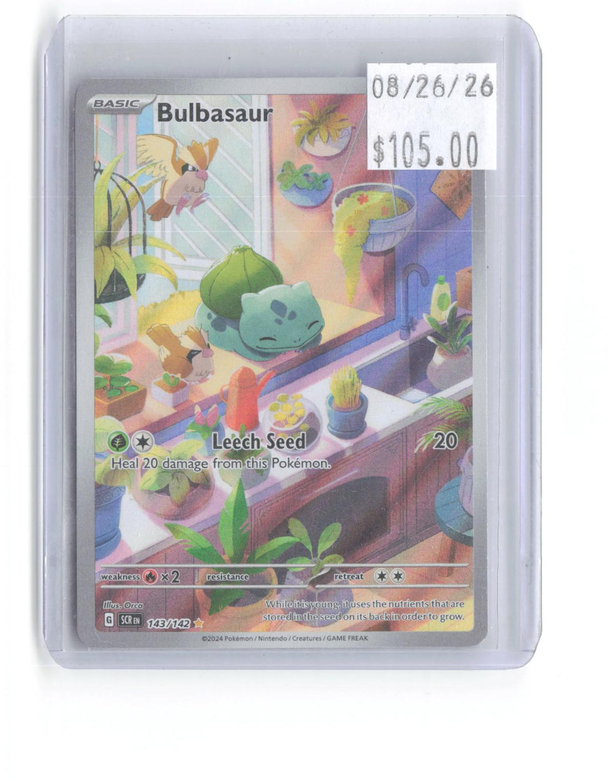 Bulbasaur 143/142 Illustration Rare Stellar Crown Pokemon Holo Near Mint