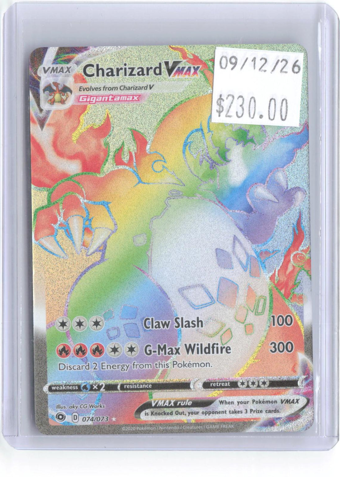Charizard VMAX 074/073 Rainbow Rare Champion's Path Pokemon Holo Near Mint