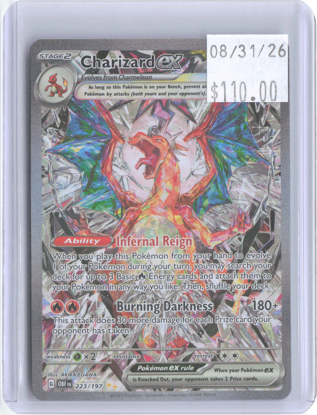 Charizard ex 223/197 Special Illustration Rare Obsidian Flames Pokemon Holo NM