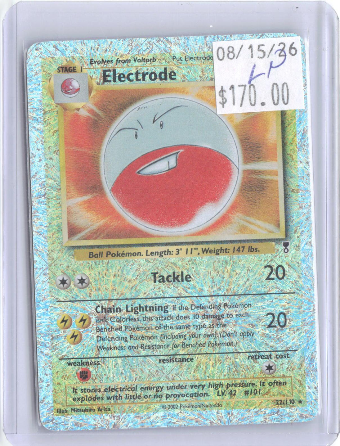 Electrode 22/110 Rare Legendary Collection Pokemon Reverse Holo Lightly Played