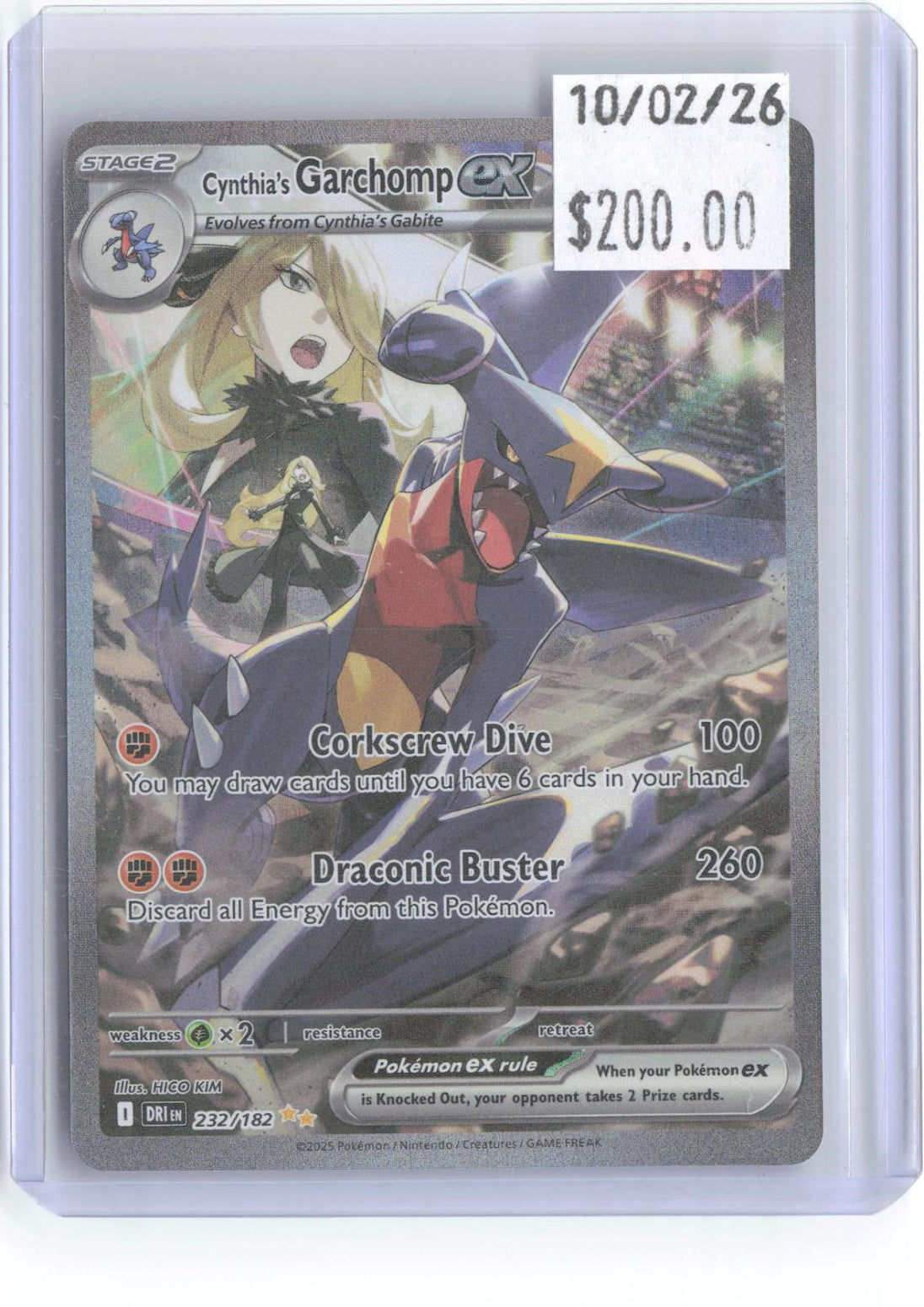 Cynthia's Garchomp ex 232/182 Destined Rivals Pokemon Holo NM