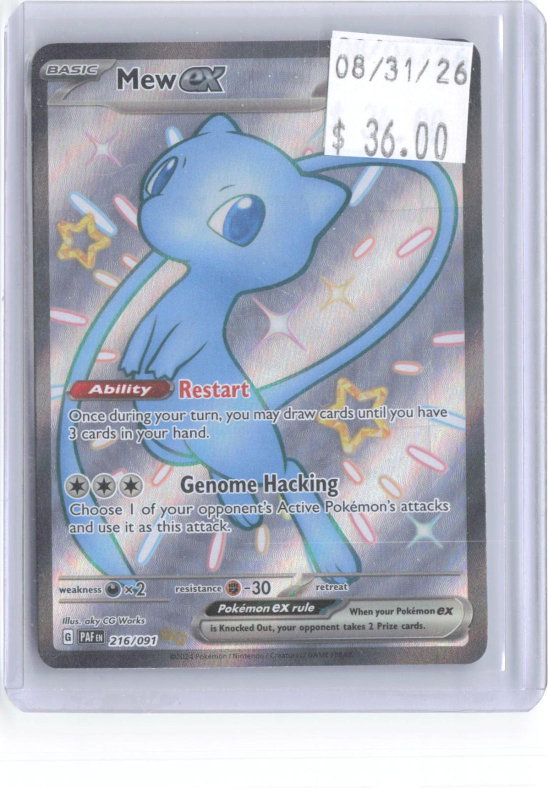 Mew ex 216/091 Shiny Ultra Rare Paldean Fates Pokemon Holo Near Mint