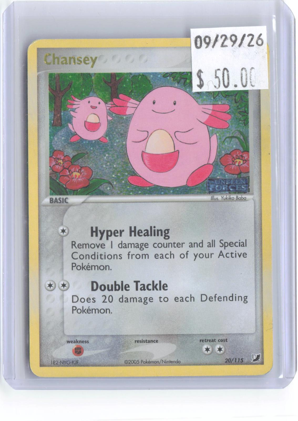 Chansey 20/115 Rare Unseen Forces Pokemon Reverse Holo Moderately Played