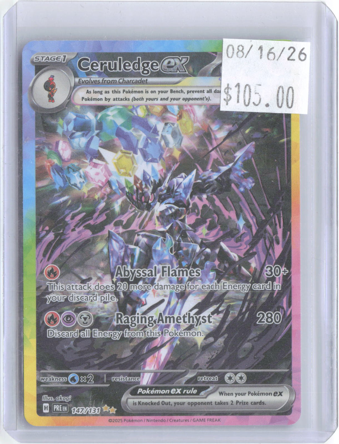 Ceruledge ex 147/131 Prismatic Evolutions Pokemon Holo NM