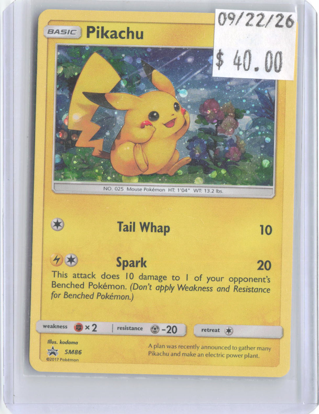 Pikachu - SM86 Holo Promo Sun & Moon Promo Pokemon Near Mint