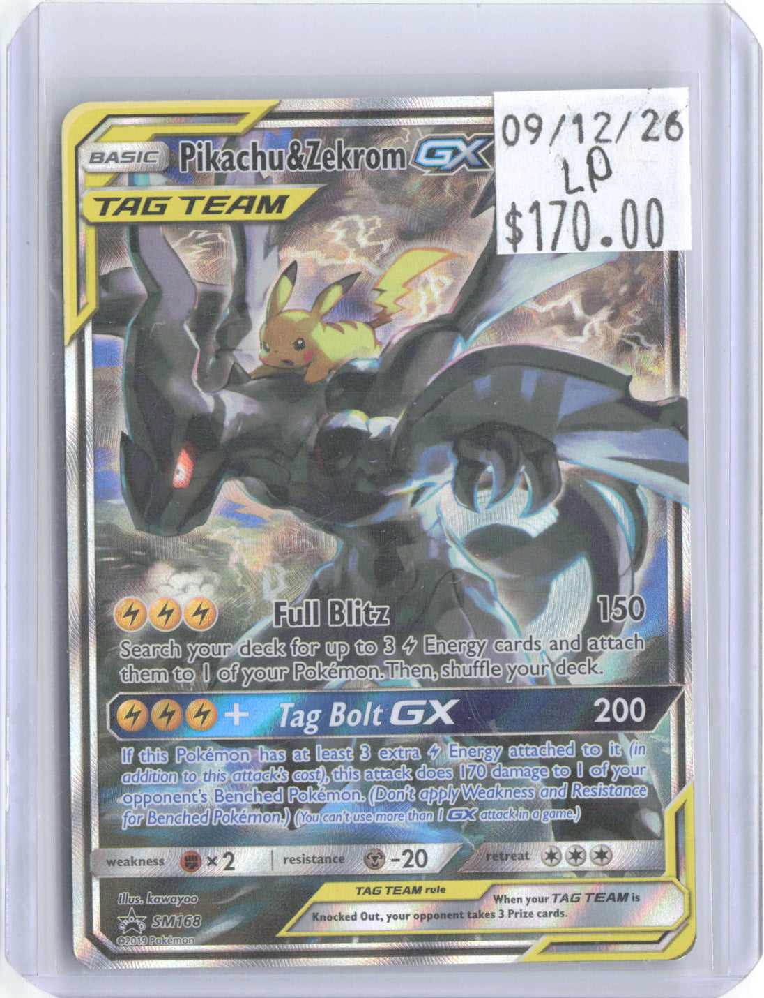 Pikachu & Zekrom GX SM168 Holo Promo Sun & Moon Promo Pokemon Lightly Played