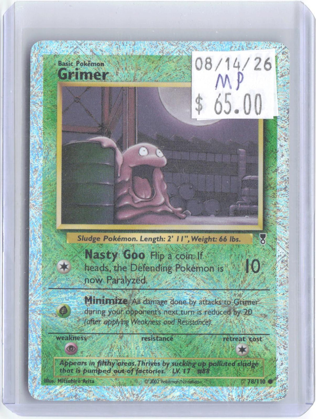 Grimer 78/110 Common Legendary Collection Pokemon Reverse Holo Moderately Played