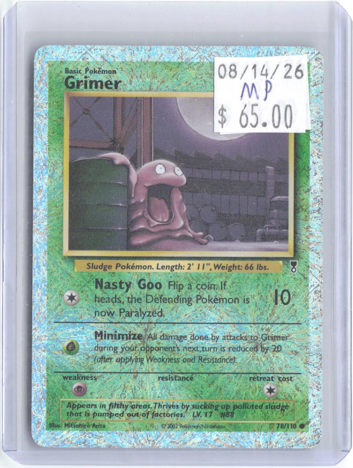 Grimer 78/110 Common Legendary Collection Pokemon Reverse Holo Moderately Played