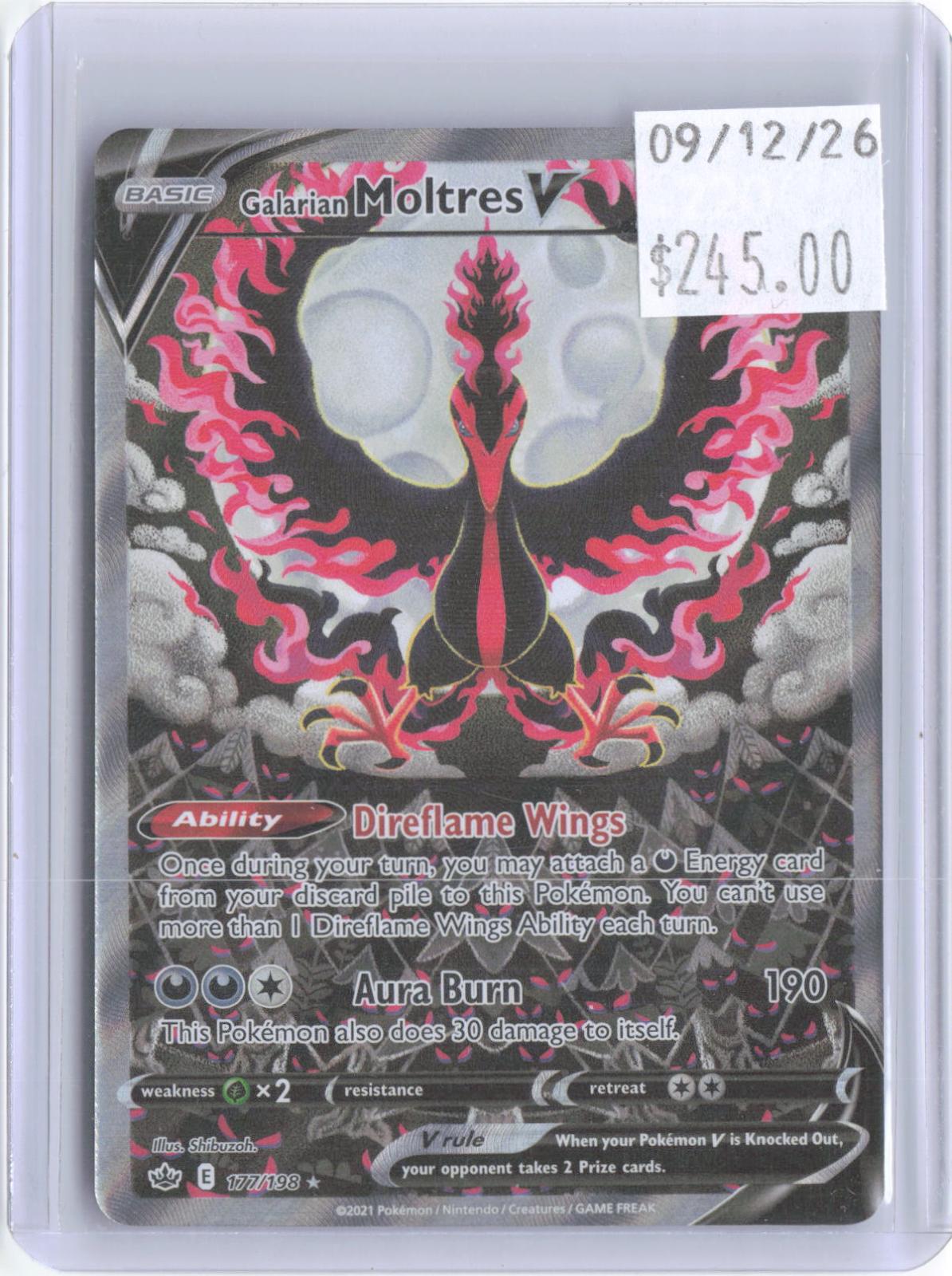 Galarian Moltres V 177/198 Ultra Rare Chilling Reign Pokemon Holo Near Mint