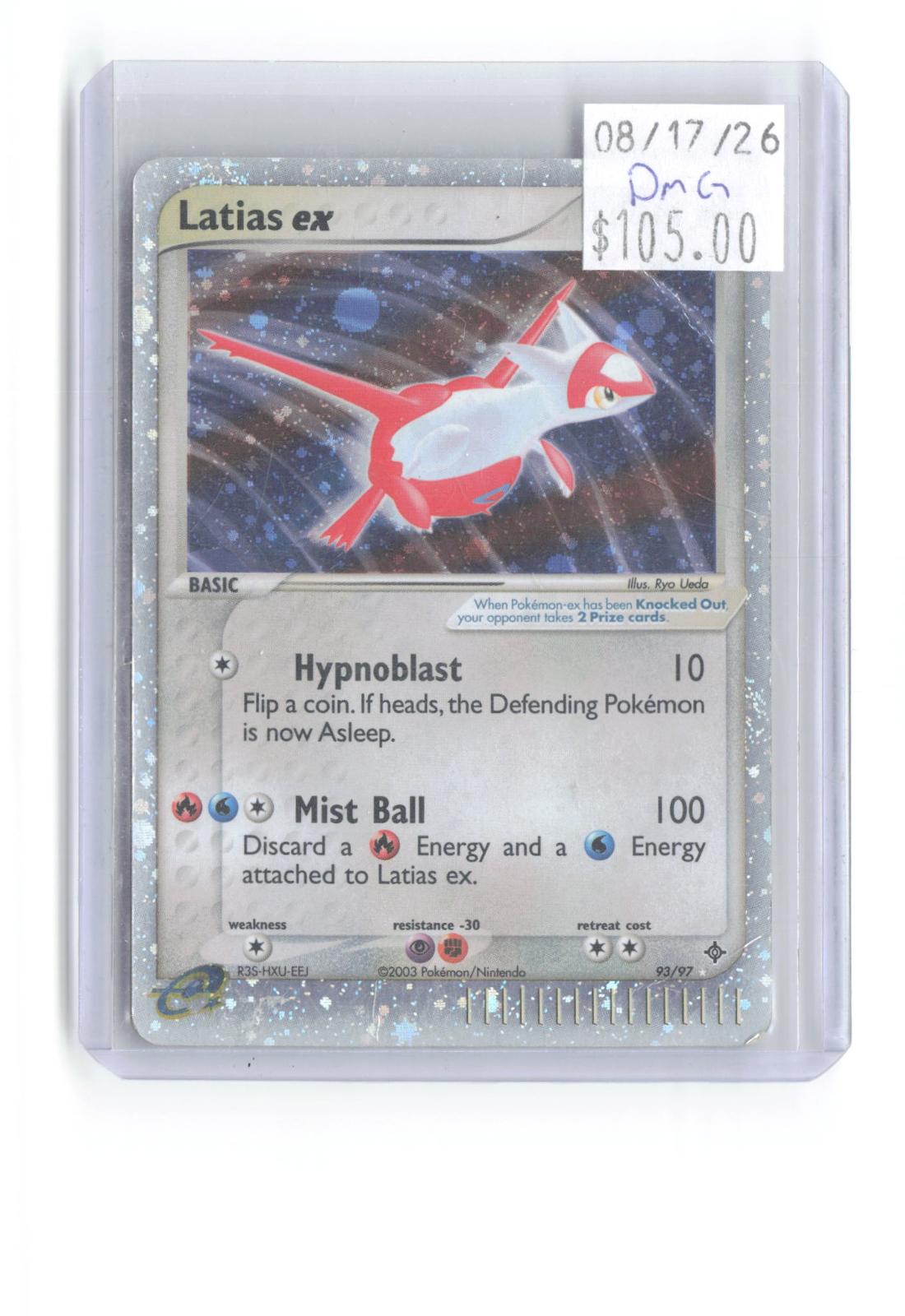 Latias ex 93/97 Holo Ultra Rare Dragon Pokemon Damaged